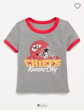 Old Navy Gray Tee with Red Trim and Yellow Chiefs Graphic
